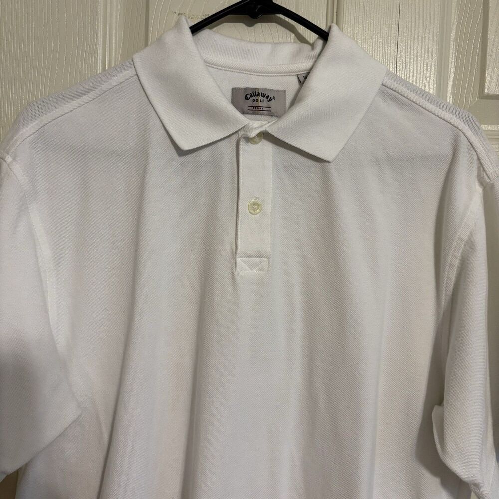 ❤️ Calloway Men's Golf Polo White Short Sleeve Medium 100% Cotton Shirt